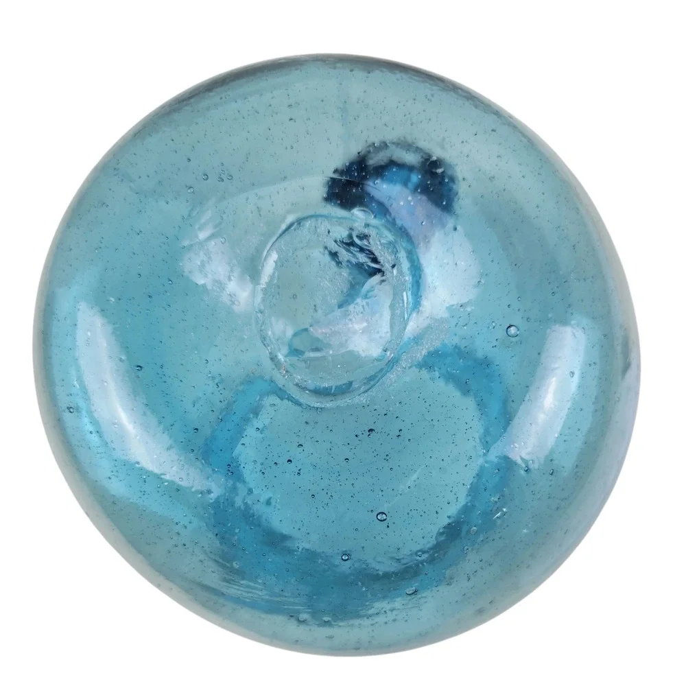 Handblown Seeded Blue Bubble Glass Pitcher Applied Handle Pinchd Spout Art Glass